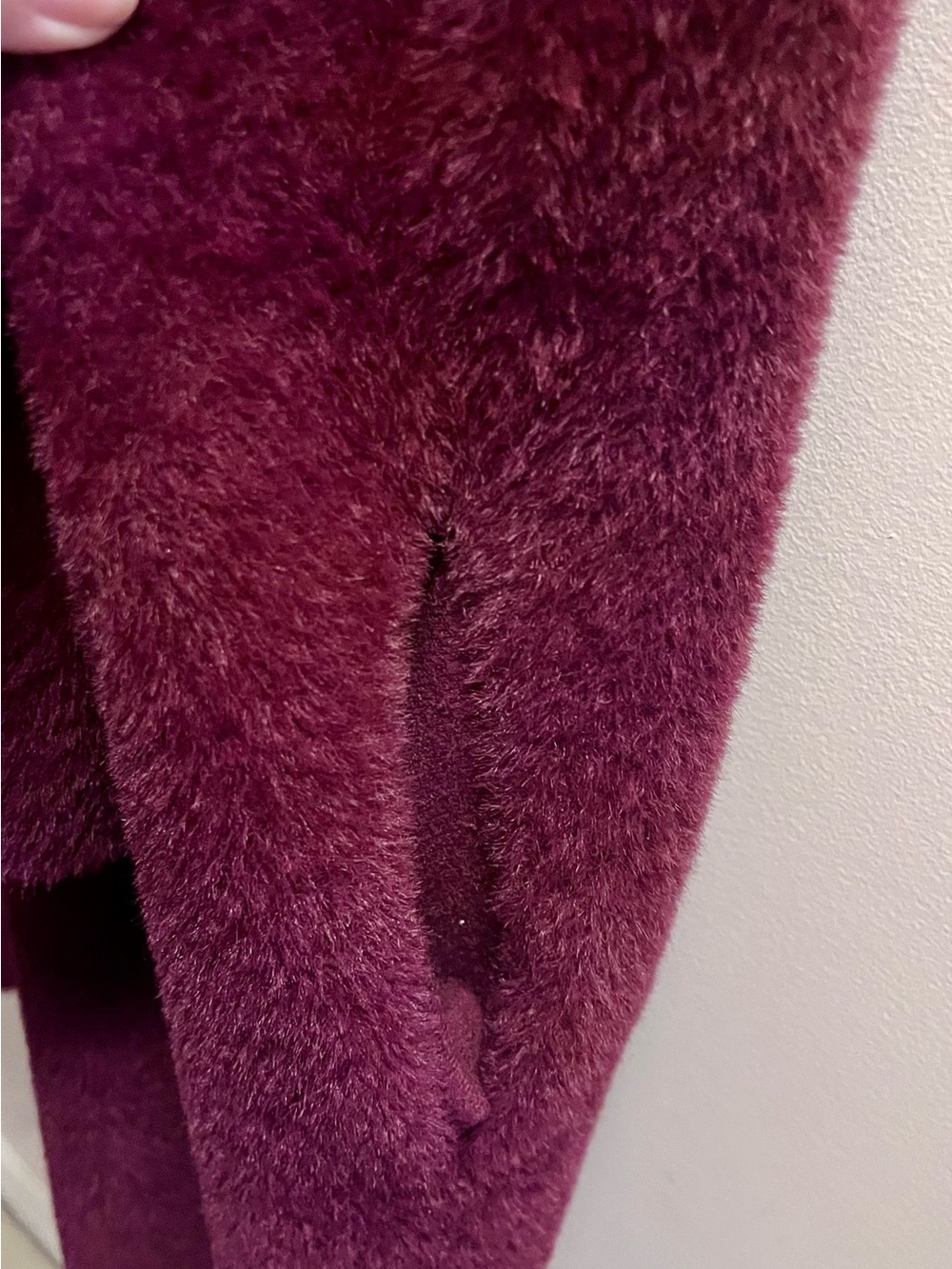 Cyrus Plush Teddy Longline Coat in Berry - Picture 6 of 6
